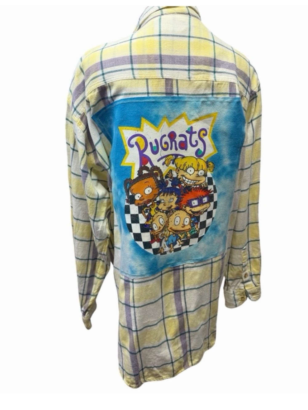 Rugrats 1990s vintage upcycled custom flannel shirt graphic tee on back bespoke